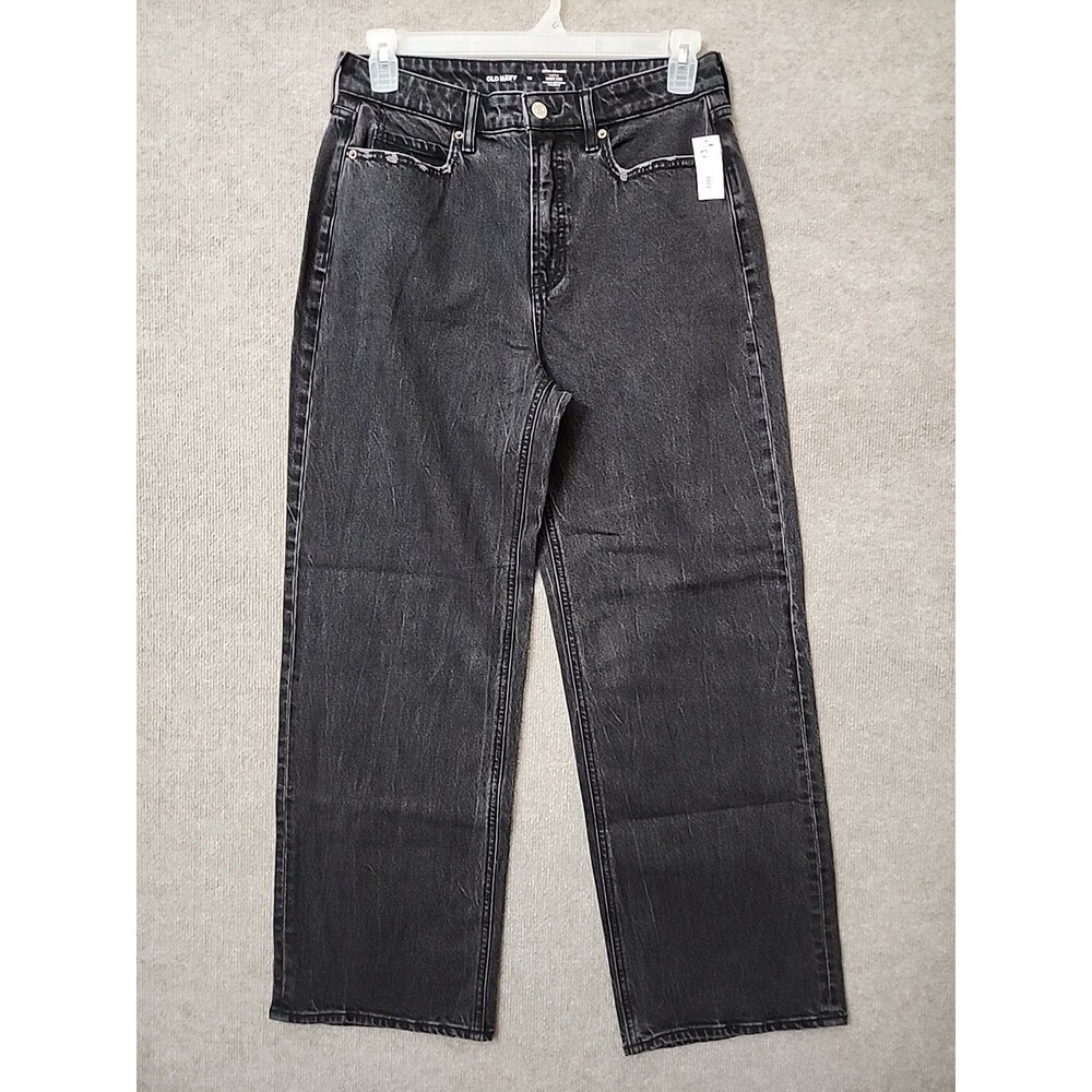 Old Navy Curvy Extra High Rise Wide-Leg Jeans Womens 10 Black Wash NEW - Picture 3 of 11